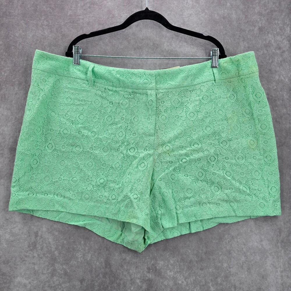 Cato Green Lace Classic Boho Active Preppy Beach Cotton Shorts‎ Plus 3XL 26W